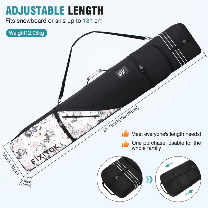 FIXITOK Snowboard & Ski Bag for Air Travel, Waterproof Full Padded Snowboard Bag Fit Board, Boots, Clothes, Helmet and Gear, Adjustable Length Ski Bag(157CM-181CM) - Image 3